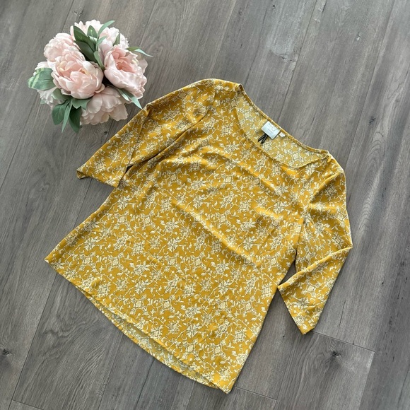 Anthropologie Tops - Anthropologie HD in Paris Eira Mustard Yellow Pattern‎ Blouse